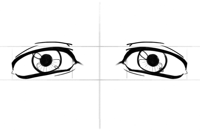 Upper and lower lash line are strongly shaded.