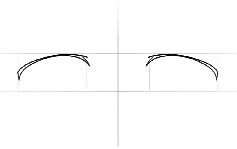 The upper lash line of the rectangular anime eyes. ​