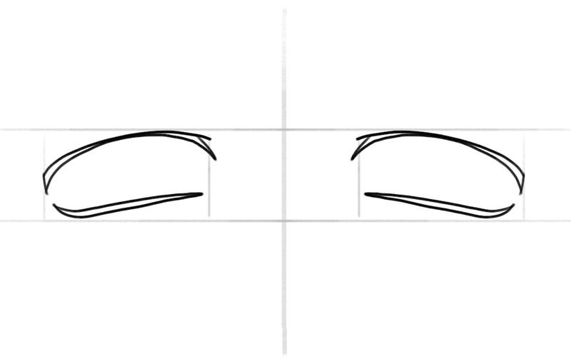 The lower lash line of the rectangular anime eyes. ​