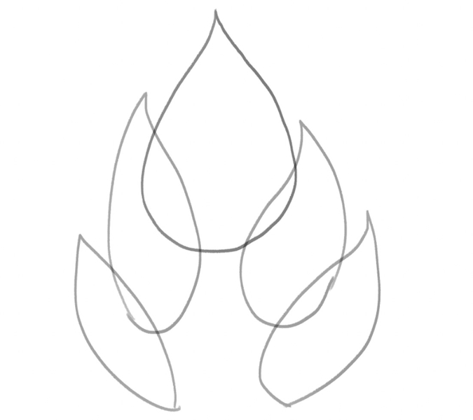 Outline of five flames.​