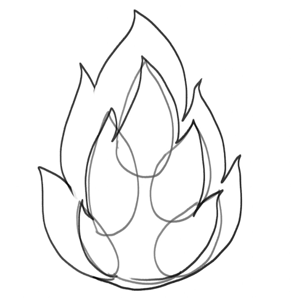 The second layer of flames inside the fire is outlined.​