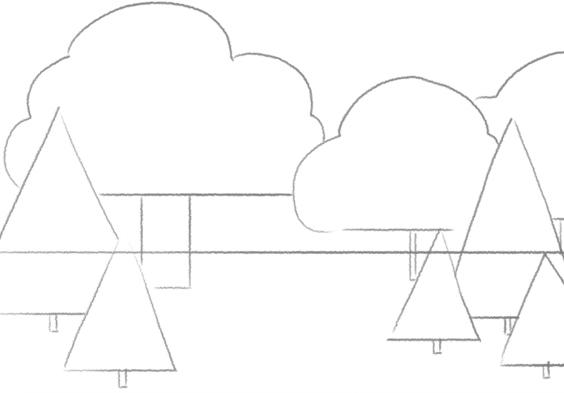 Finished tree outlines.​