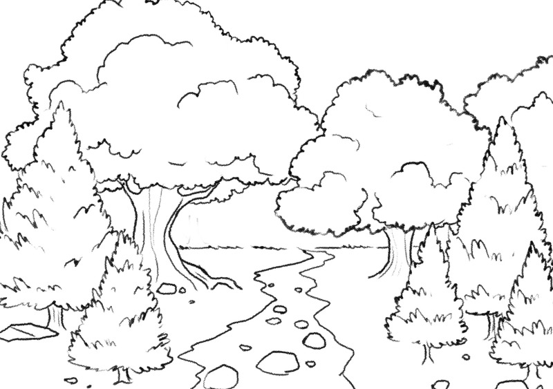 Details added to the tree crowns and outlines erased.​