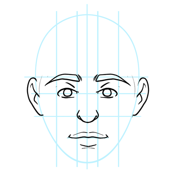 Drawing ears is the fifth step when learning how to draw a face.​