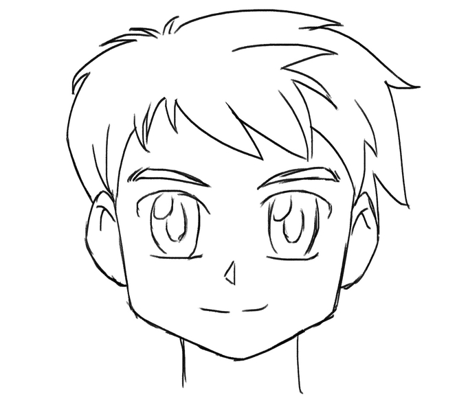 Finished anime boy face sketch.​