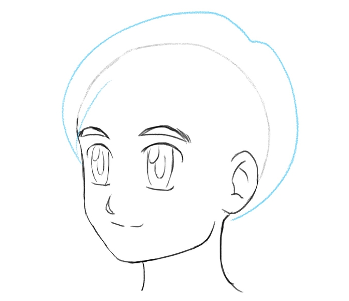 Male head with the basic short hair outline. ​