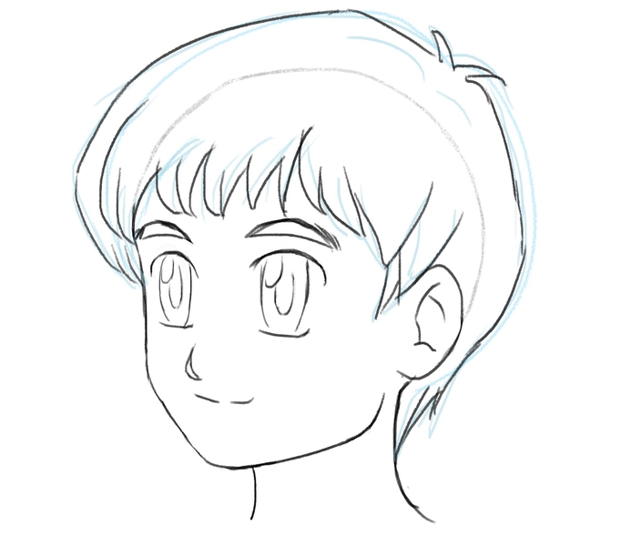 Finished short hair outline of an anime boy. ​