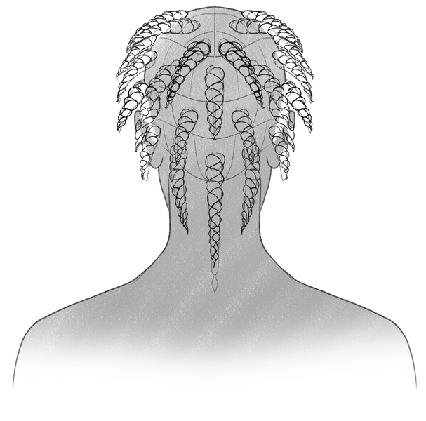 The sketch of the box braids is finished and ready for shadings. ​
