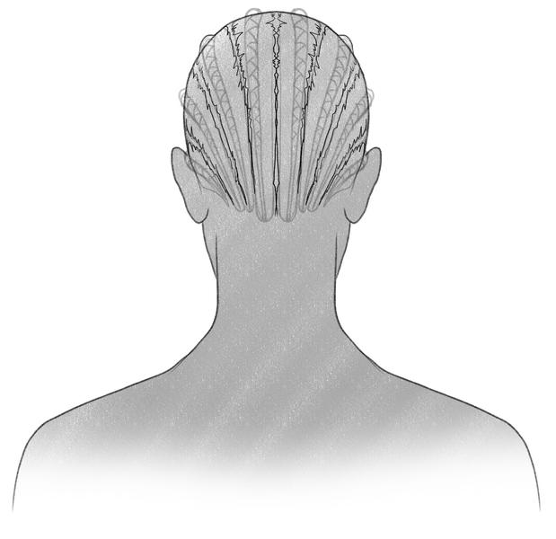 Zig-zag lines added to the hair partings. ​