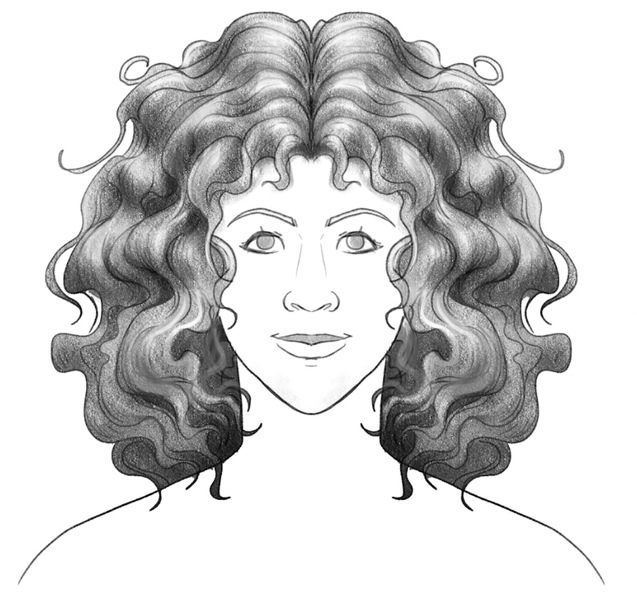 Finished drawing of a wavy hairstyle. ​