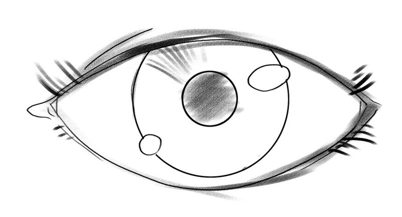 Photo showing how to start shading an iris. Image used in the “How To Draw Eyes: A Step-By-Step Visual Guide” blog post.​