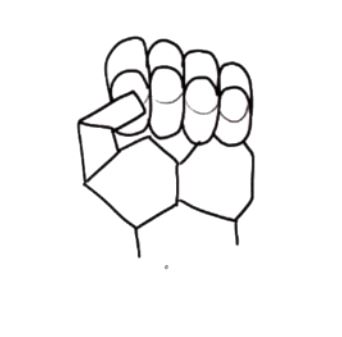 How to draw hand shapes? Here’s an illustration that shows how to draw a fist.