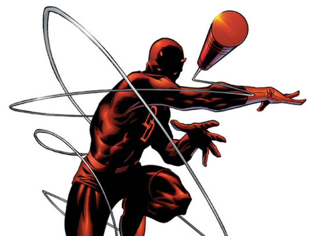 Daredevil has a full body red costume and a mask with devil’s horns. His demonic appearance intimidates his opponents.