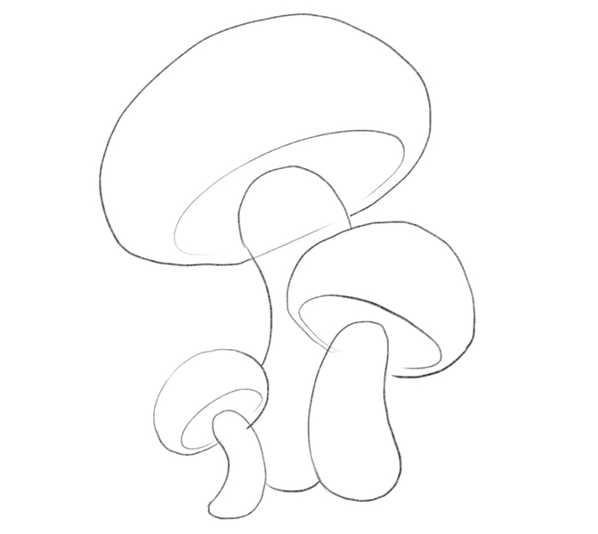 Mushrooms with stems.