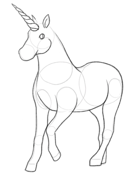 The finished sketch of the unicorn’s body.​