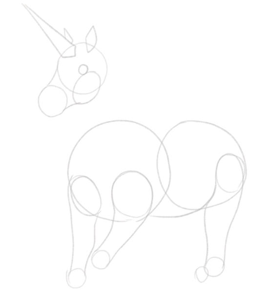 The unicorn’s head is outlined.​