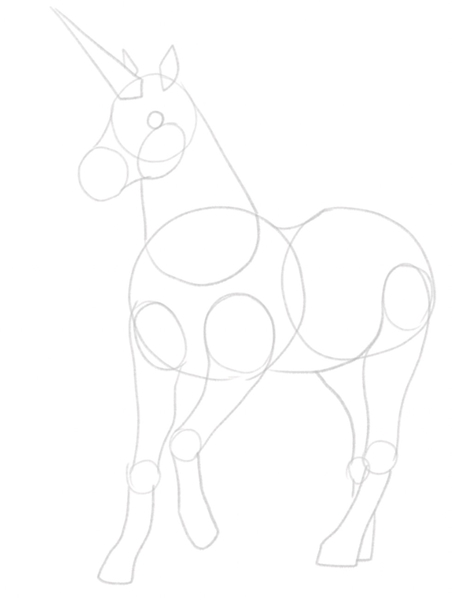 The outline of the unicorn’s body is finished.​