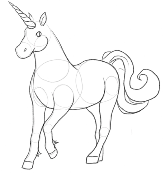 The unicorn’s tale is added to the sketch.​