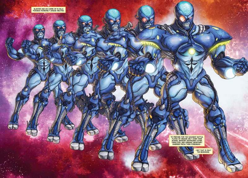 The B-cells commander Blastor and his B-cell cadre prepare to fight prepare to fight invaders of the BioCosmos.