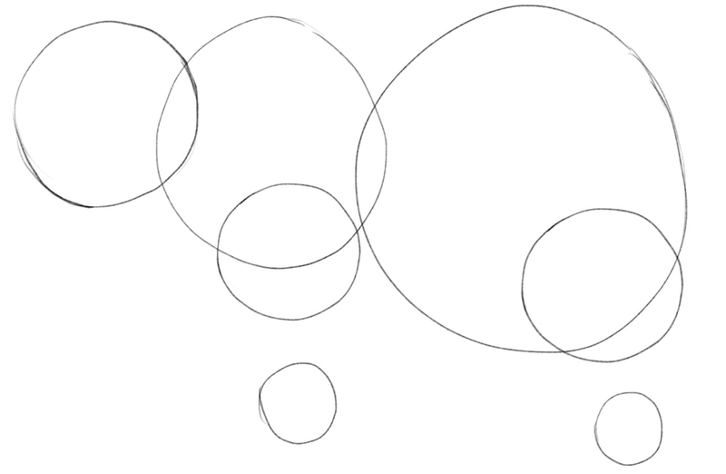 Two small circles attached to big circles to define the elephant’s thighs.​