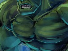 Drawing of the Hulk.