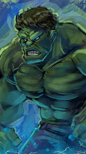 Drawing of the Hulk.