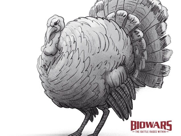 Finished drawing of a turkey. Image used in the “Turkey Drawing In 5 Steps For Beginners [Video + Illustrations]” blog post.​