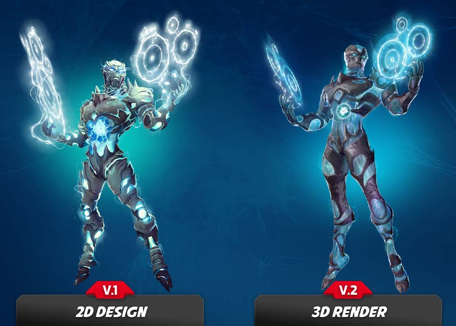 2D and 3D designs of Alpha-1 - a Biowarrior.