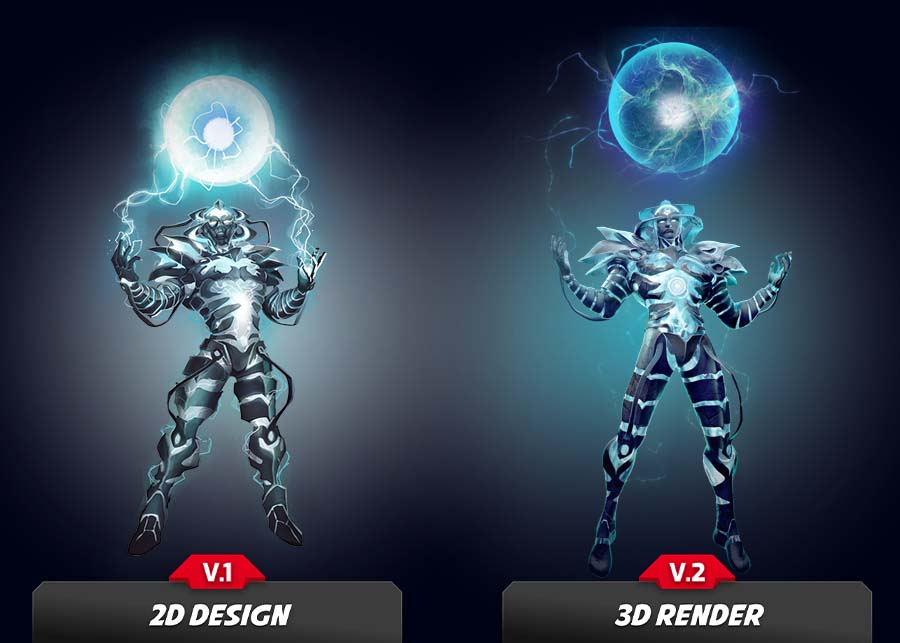 2D and 3D design of Gamma-9 - a Biowarrior.