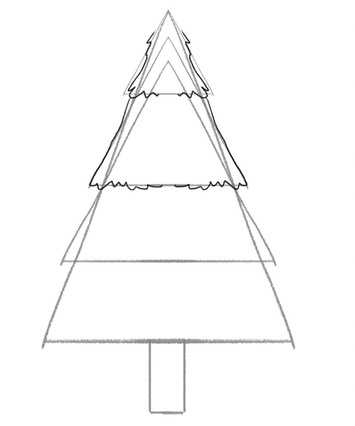 Soften the Christmas tree outline with wavy lines. ​