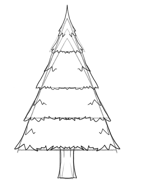 The entire Christmas tree is outlined with softer lines. ​