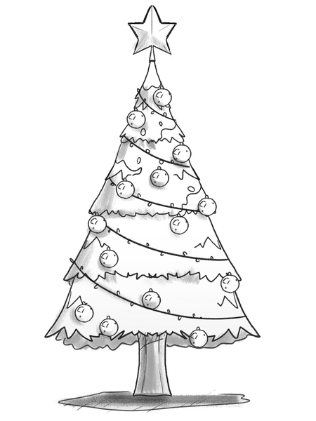 Finished Christmas tree drawing. ​