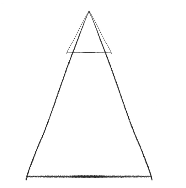A large isosceles triangle with a small triangle added to its top.​