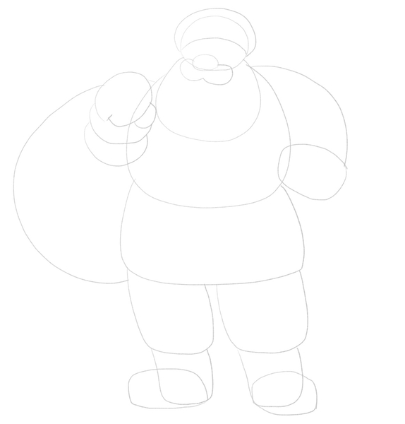 The fluffy white part of Santa’s hat is added to the sketch.​