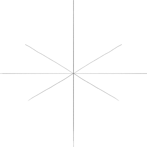 Four lines used to form the base for the snowflake drawing.​