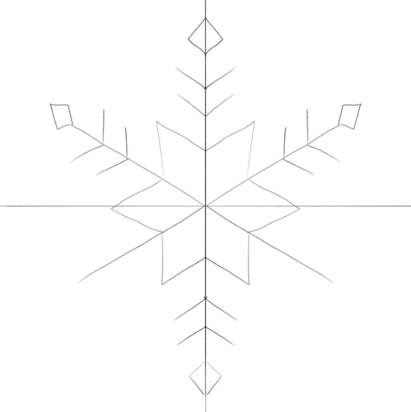 Ornaments added to the upper diagonal lines that go through the middle of the snowflake.​