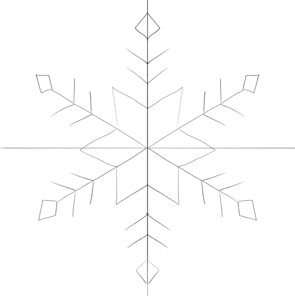 Ornaments added to the lower diagonal lines that go through the middle of the snowflake.​