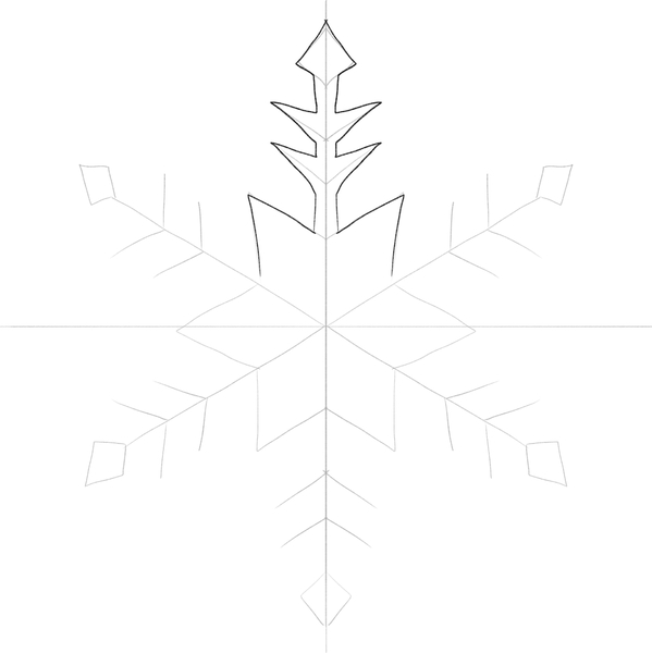Outlined top of the vertical line of the snowflake.​