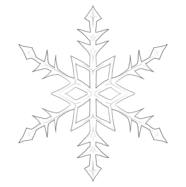 Guidelines for shading added inside the snowflake outline.​